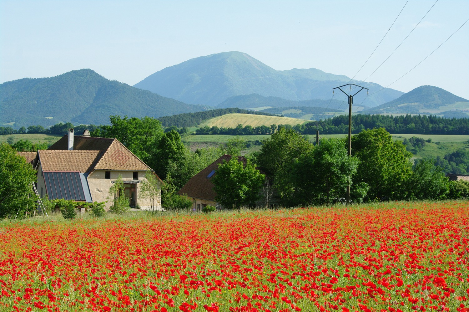 Le Gîte de séjour Les Ombelles, vue du Pré.