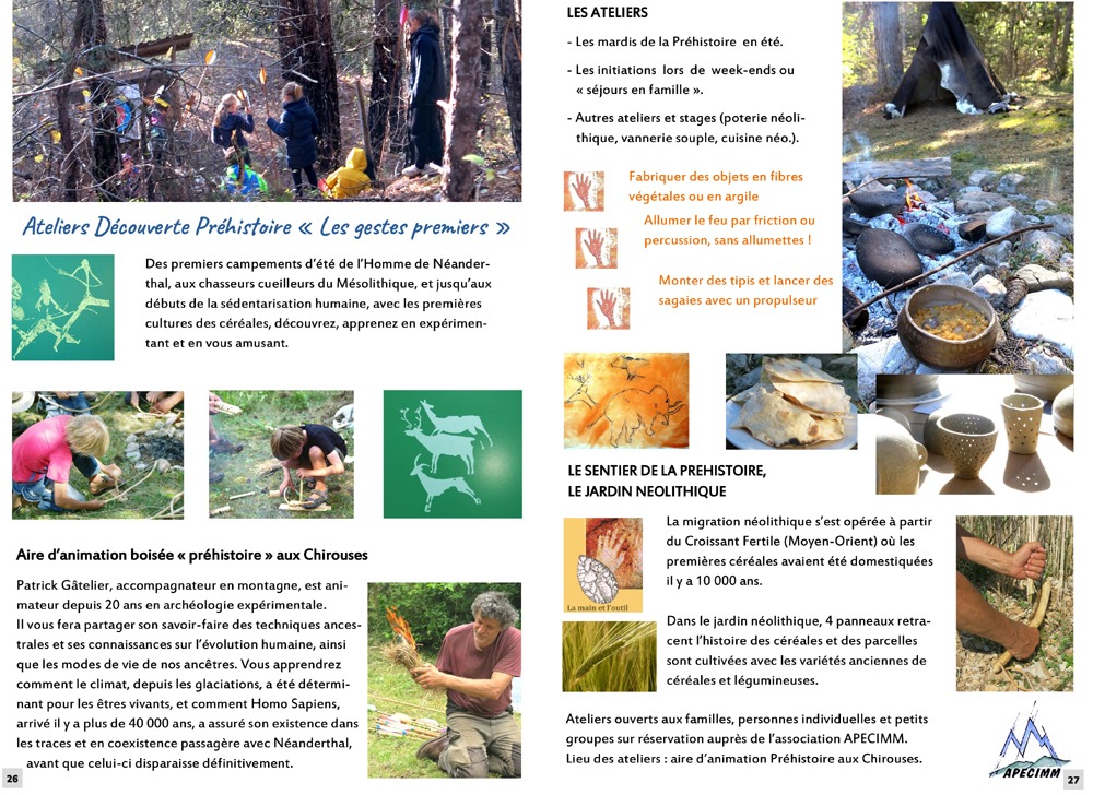 Animations préhistoire à Lalley, Trièves-Vercors avec l'association APECIMM