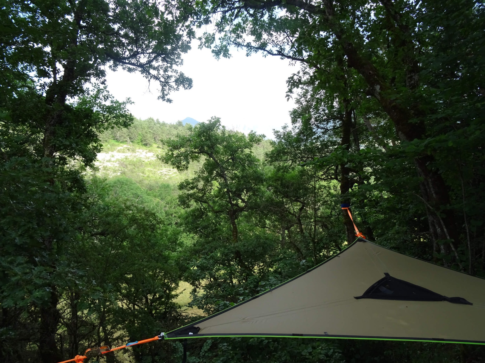 Hamac plateforme perché dans les arbres au Moulin de Recours