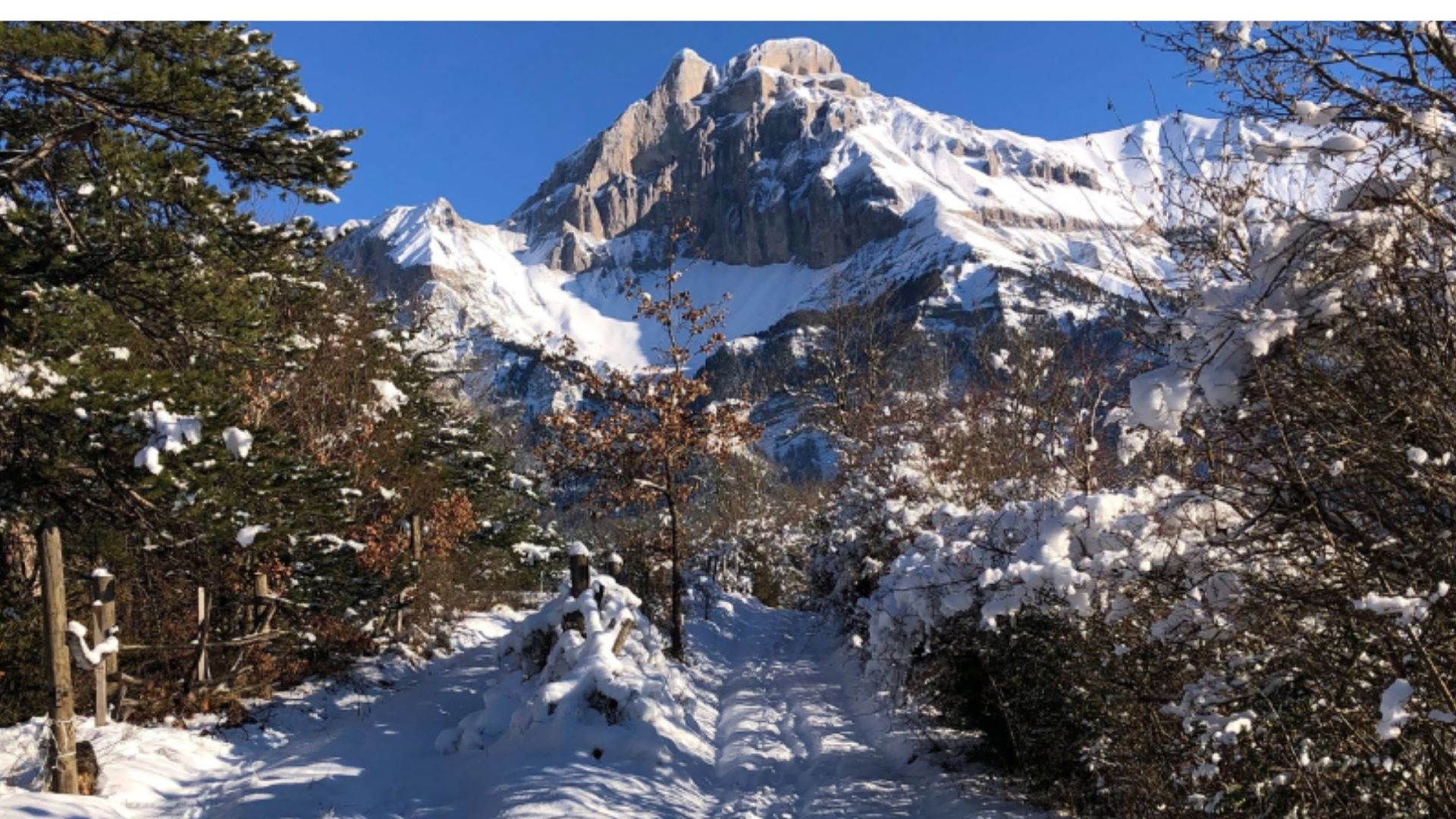 sentier randonnée enneigé départ éco-gîte Olympe de Gouges
